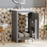 20 Inch Modern Small Bathroom Vanity Cabinet With Ceramic Basin- 20*14.5*33.3 Inches,Ample WF318756AAE