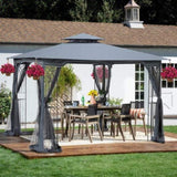 ZNTS 10x10 Outdoor Patio Gazebo Canopy Tent With Ventilated Double Roof And Mosquito net 98489857