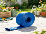 1-1/2" x 105' PVC Lay Flat Discharge Hose, Heavy Duty with Clamps, Weather & Burst Proof, Blue, for 67118142