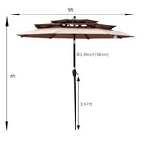 9Ft 3-Tiers Outdoor Patio Umbrella with Crank and tilt and Wind Vents for Garden Deck Backyard Pool W656127029