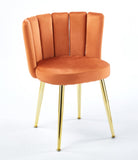 Modern ORANGE dining chair with iron tube golden color legs, velvet and comfortable W234P272377