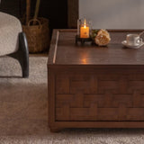 Farmhouse Coffee Table with Storage, Large Square Coffee Table for Living Room, Brown W3158P297430