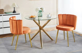 Modern ORANGE dining chair with iron tube golden color legs, velvet and comfortable W234P272377