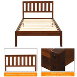 ZNTS Wood Platform Bed with Headboard/Wood Slat Support.Twin WF191770AAD