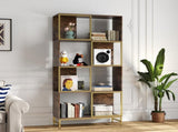 4-Tier Industrial Bookcase, Rustic Wood and Metal Frame, Asymmetrical Design, Display Storage W2167P192763