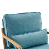 ZNTS Oak Armrest Oak Upholstered Single Lounge Chair Indoor Lounge Chair Teal 35782553