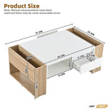 ON-TREND High Glossy Coffee Table with 2 Drawers, Practical Two Tone Center Table with Hidden N721P205792K