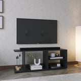 Entertainment Center 17.8" H, with 4 Shelves and 4 Legs, Black B097P250864