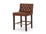 30.5 Inch Seat Height Bar Stool, Light Brown PU Upholstery with Back & Metal Footrest, Counter Stool N780P366612G
