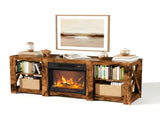 58 Inch Rot Wood Color Double-Sided Cross Fireplace Cabinet with 18 Inch Fireplace Core, 149 * 40 * 54900712