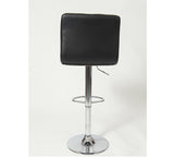 Swivel Faux Leather Adjustable Hydraulic Bar Stool, Set of 2, Black T2574P164839