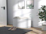 24.4" Flip-Drawer Shoe Storage Bench, Entryway Bench with Padded Seat Cushion & Shoe Cabinet, White 39969023
