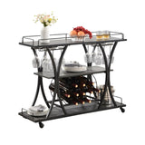 Industrial Bar Cart Kitchen Bar&Serving Cart for Home with Wheels 3 -Tier Storage Shelves W82151001