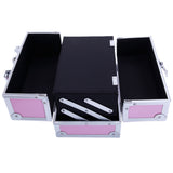 ZNTS SM-2176 Aluminum Makeup Train Case Jewelry Box Cosmetic Organizer with Mirror 9"x6"x6" Pink 34100159