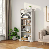 Antique 4 Tiers bookshelf,65 inch tall bookcase,tall floor standing bookcase for Home Office, Living W3123P278008