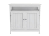 Bathroom standing storage with double shutter doors cabinet-White 01478226