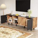 Mid Century TV Stand 3 Cabinets, Media Console Table for TVs up to 70'', Entertainment Center N710P180186B