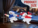 Set of 2 Lighted Running Snowman Christmas Decorations, Pre-lit 2D Holiday Decor with 120 Warm White 83521957