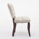 French Vintage Tufted Upholstered Fabric Dining Chair,Set of 2,Beige,SW1869BG W1143P214540