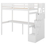 ZNTS Twin Size Loft Bed with Storage Staircase and Built-in Desk, White 91750242