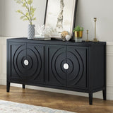 TREXM Retro Sideboard door with Circular Groove Design Round Metal Door Handle for Entrance, Dinning WF307723AAB