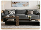 2-Tier Modern Geometric Coffee Table Engineered Wood Low Center Table with Storage Shelf, Waterproof 47020123