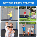 ZNTS 8ft Blue Outdoor Toddler Trampoline with Enclosure Safety Net Jumping Fun Trampoline, heavy-duty 06210990