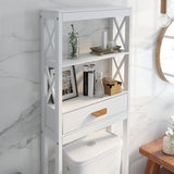 ZNTS Over-the-Toilet Storage Cabinet White with one Drawer and 2 Shelves Space Saver Bathroom Rack W28227728