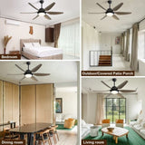 ZNTS 54 Inch Indoor Ceiling Fan With Dimmable Led Light ABS Blades Remote Control Reversible DC Motor For W882P147812