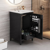 20.3" Bathroom Vanity with Sink, Functional Drawer, Door Shelf, Soft-closing Door, Black N759P218643B