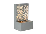 30.71"H Light Gray Metal Leaf Cutout Outdoor Water Wall Fountain with LED Lights, Modern Waterfall N765P355061G