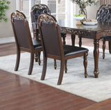 ZNTS Majestic Formal Set of 2 Side Chairs Brown Finish Rubberwood Dining Room Furniture Intricate Design B011138659