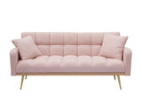 69 Inch Sofa Bed Pink with Adjustable Teddy Sofa for Small Space Living Room and Bedroom W3356P298524