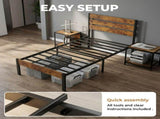 Metal Platform Bed Frame with Headboard & Footboard - No Box Spring Needed, 800LBS Sturdy Wooden 00747353