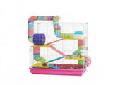 Pink 5-Tier Portable Hamster Cage for Short Trip Outing, Small Animal Travel Carrier with Tunnel 68757811