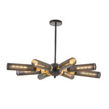 Modern Industrial Sputnik Chandelier, 8-Light Black and Gold Metal Pendant Light with Mesh Shades, W1340P233175