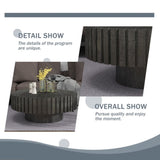 Modern minimalist circular black coffee table, 31.4-inch natural wood color and texture, space W1727P251153