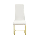 Set of 4 Leatherette Upholstered Dining Chairs, White and Gold B016P224737