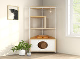 Corner Cat Tower, Cat Tree with Scratching Post, Cat Condo with Feeding Station and Climbing W1687106555