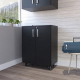 Double Door 27.5" Base Cabinet, With Casters, Two Interior Shelves and lock -Black B20092084