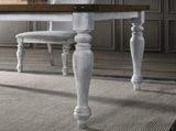 Salines Two-tone Wood Turned Leg Dining Table, Rustic White and Oak T2574P165170