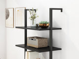 5-Layer Wall-Mounted Density Board Iron Frame Display Rack 23.62*11.81*70.87in Black Walnut Wood 13415907