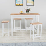 5-piece modern kitchen table with four bar stools Bar table set 5PC,metal frame and MDF, white W578P167476