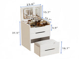 (60CM) 3 in 1 Vanity Desk with Plip Top Mirror, Small Make Up Vanity Set with Visible Glass Desktop, W2641P192314