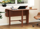 Space-Saving Round Corner Dining Table, Seats 2-4 Natural Wood Tone Foldable Kitchen Table-Walnut 15950201