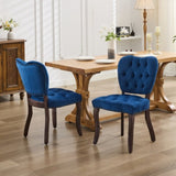 French Vintage Tufted Upholstered Fabric Dining Chair,Set of 2,Blue,SW1869BL W1143P214541