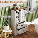 White Farmhouse Accent Cabinet - Barn Door 2 Drawers Adjustable Shelves 21927553