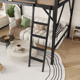 Queen Size Loft Bed with Ladder, Metal Queen Loft Bed with Storage Shelves, High Loft Bed for Kids W2580P316650