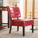 Blended Leather Tufted Accent Chair with Oversized Seating, Red T2574P164249