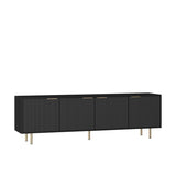 Black Modern TV Stand Fluted 68" with Power Outlet, Entertainment Center with Storage Doors, TV W1321P242590